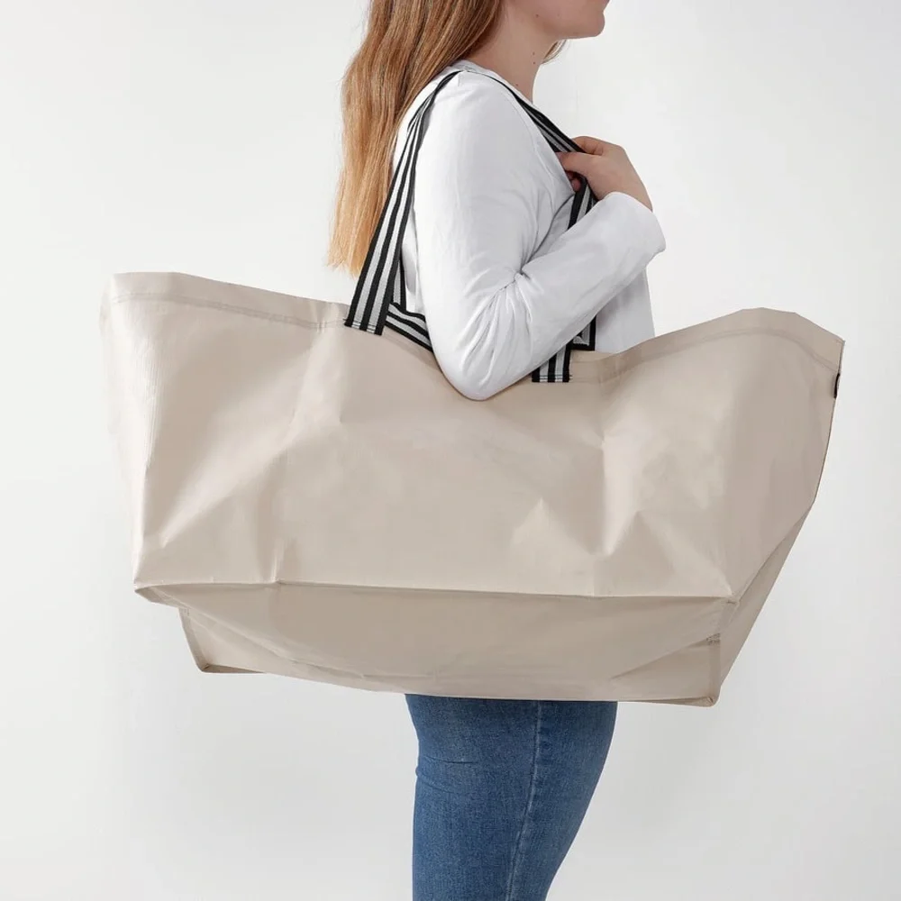 IKEA Large Cream Reusable Shopping Tote Bag Set of 2